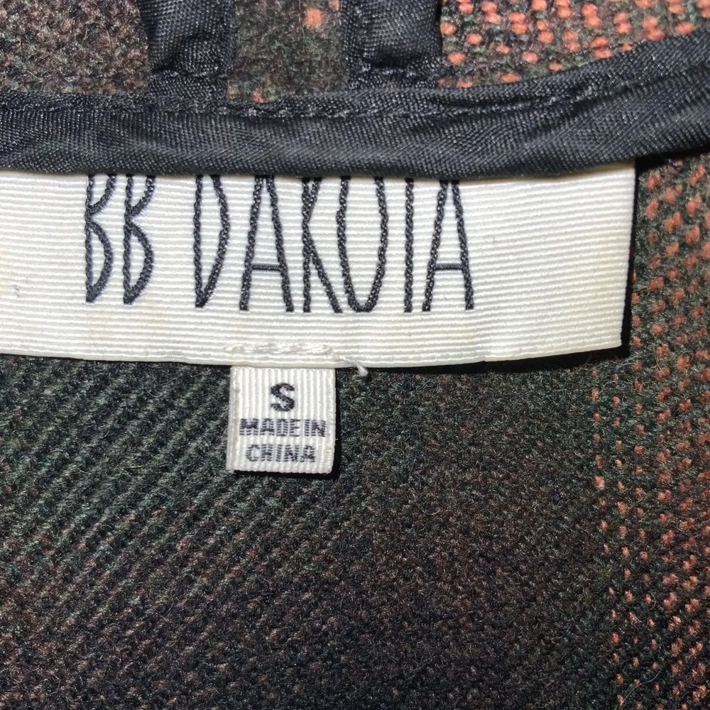 BB Dakota Brown & Orange Wool Blend Faux Leather Trim Open Front Cardigan Small - Image 11