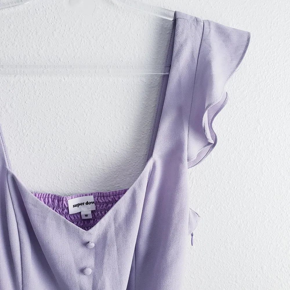 Superdown Revolve Gloria Flutter Lilac Jumpsuit - Image 4