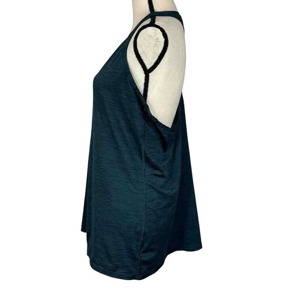 Athleta X-Large Tank Top Racerback Striped Round Neck Stretch Green Activewear - Image 5