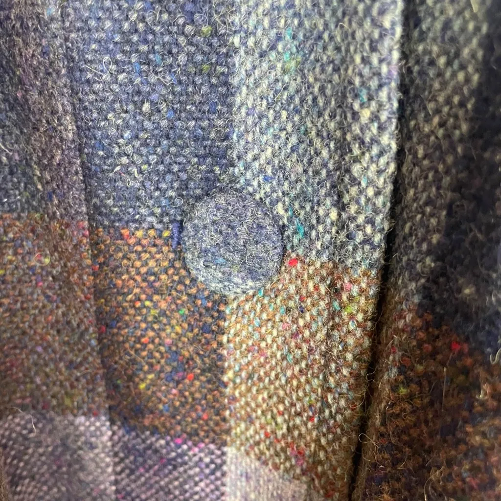 Vonnie Reynolds‎ Women's 10 Purple Plaid Made in Ireland 100% Wool Swing Peacoat - Image 6