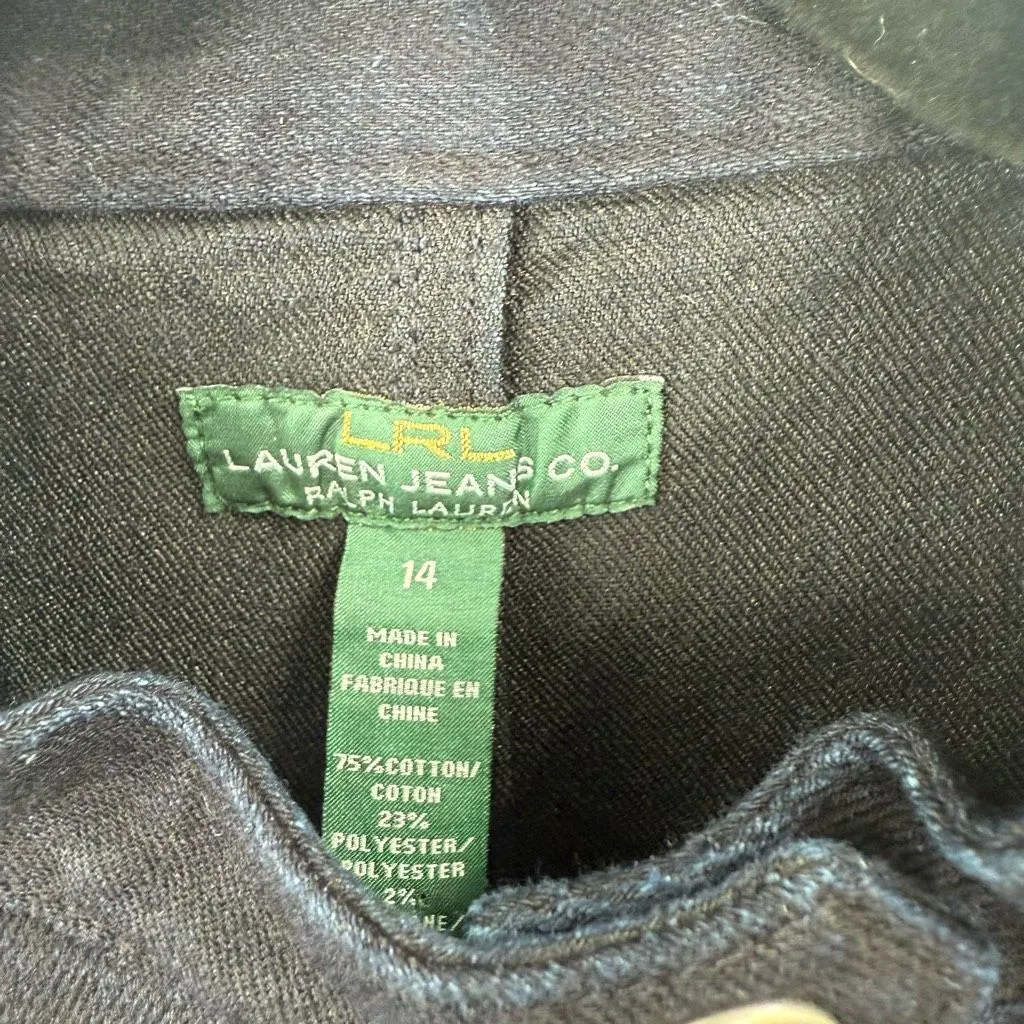 Lauren Jeans Co Ralph Lauren Women’s 14 Dark Denim Utility Zipper Dress Blue - Image 2