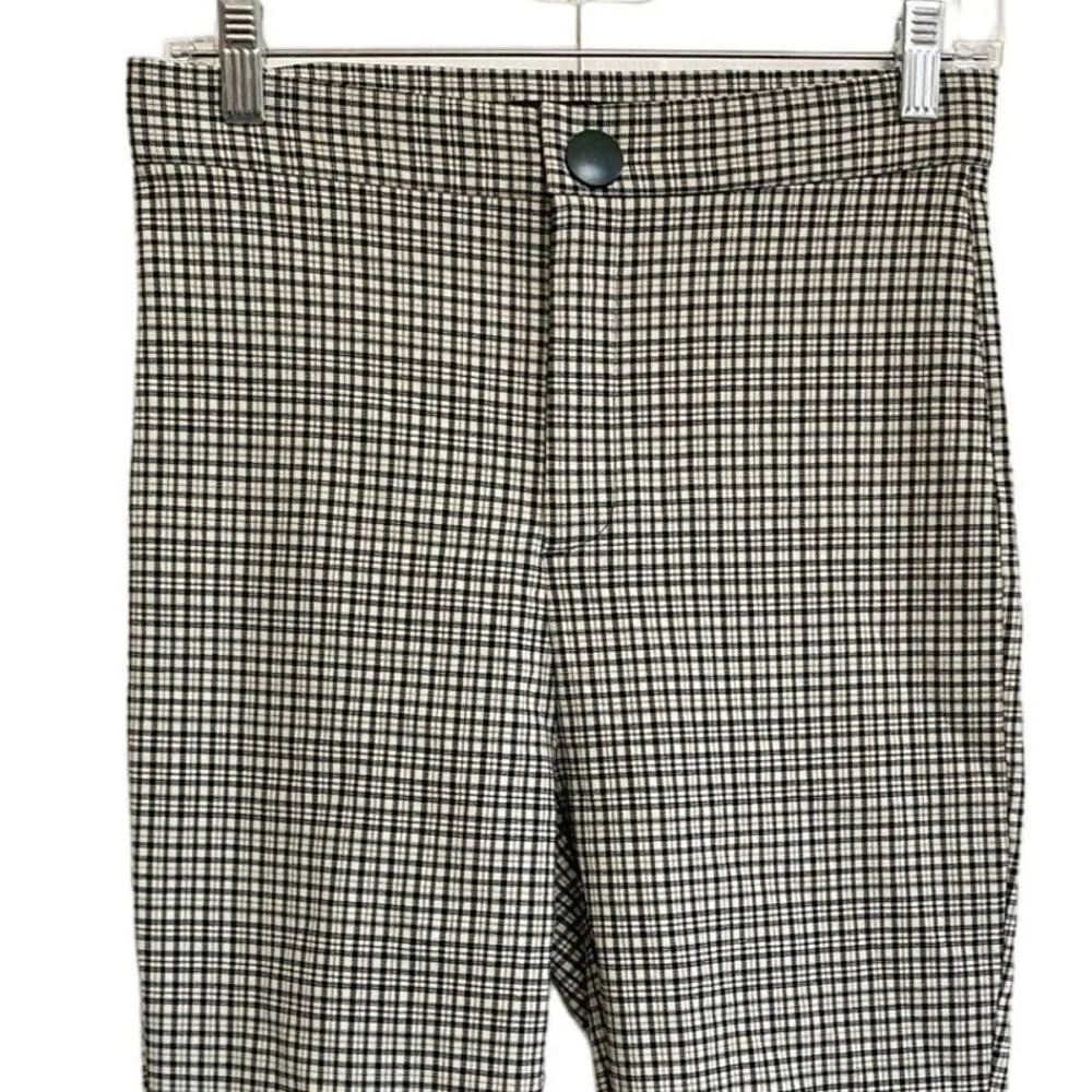 Zara‎ Dark Green and Ivory Plaid High Rise Leggings NWOT - M - Image 14