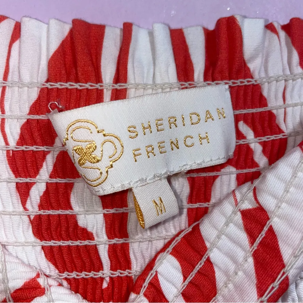 Sheridan French Kelly Dress Coral Boho Leaf Women Size M Tiered Maxi Smocked Red Size M - Image 7