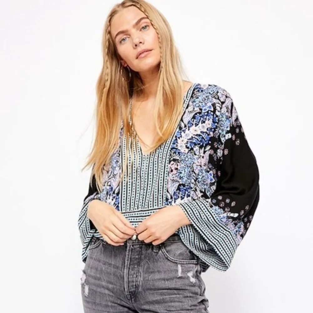 Free People Mix N Match Oversized Floral Kimono Crop Top Small - Image 42