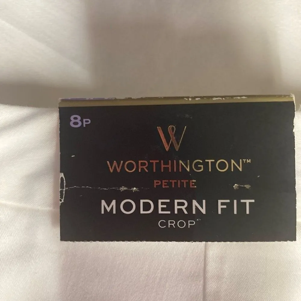WORTHINGTON Women’s Modern Fit Cropped Pants White Size 6/8 Petite New With Tags - Image 7