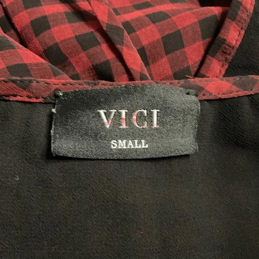 Vici Red Black Buffalo Plaid Short Sleeve Maxi Wrap Dress Small - Image 7