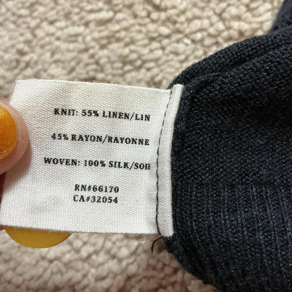 Sparrow Navy Blue Silk Polka Dot Bow Collar Cardigan Sweater Women's Preppy - Image 6