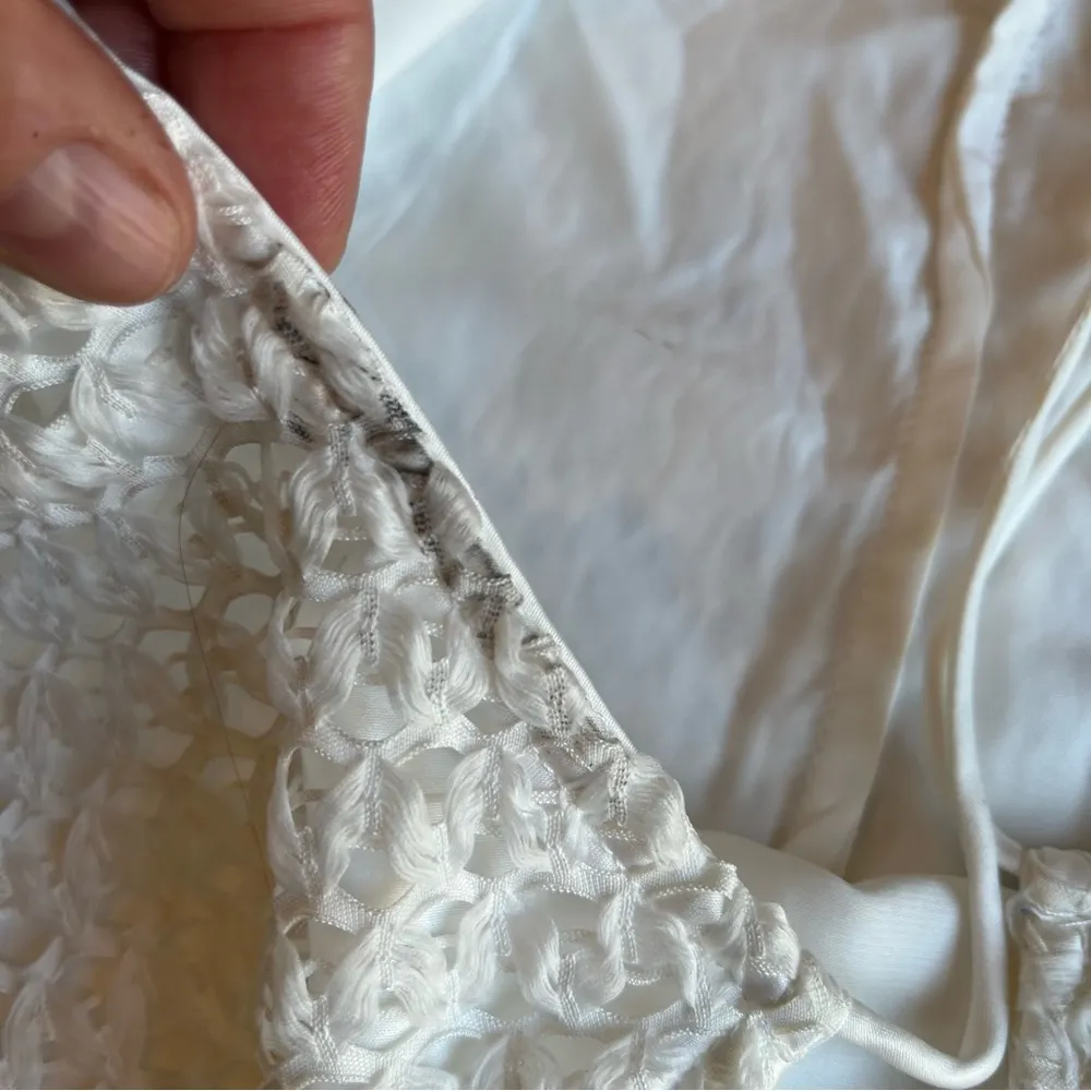 Bebe Crochet Beaded Boho Ivory Tank Crop Top Lined Small - Image 7