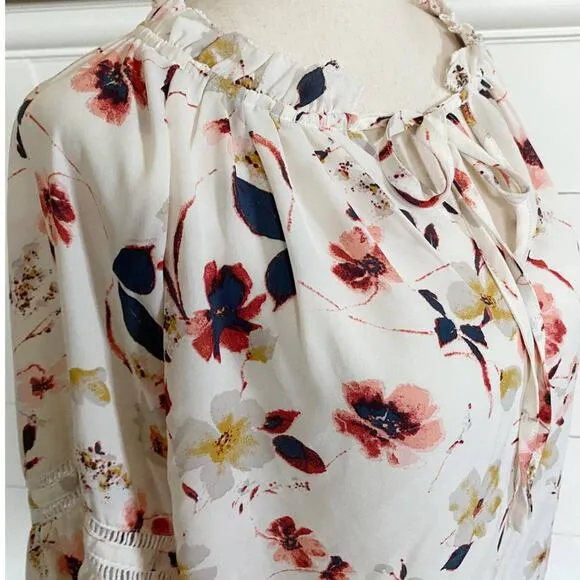 En Creme flowy boho balloon sleeve peasant blouse‎ Pink - Image 11