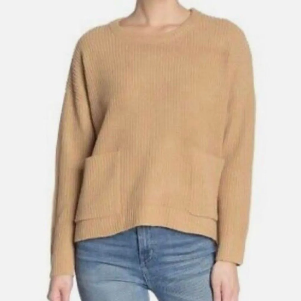 Madewell tan crewneck patch pocket sweater large - Image 2