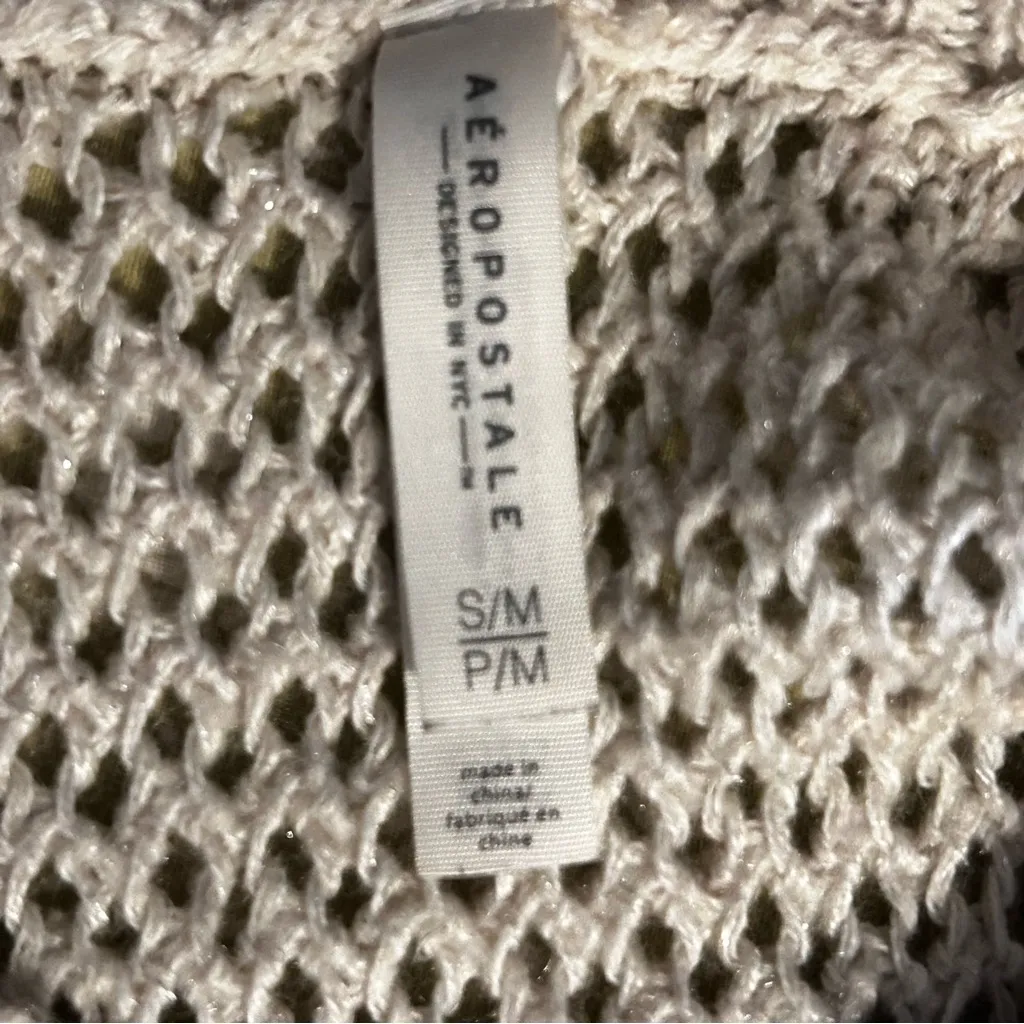 Aeropostale Cream Beige Knit Poncho Size Small/Medium - Image 5