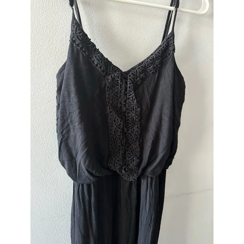American Rag Jumpsuit Women's Medium Black Embroidered Sleeveless One Piece - Image 2