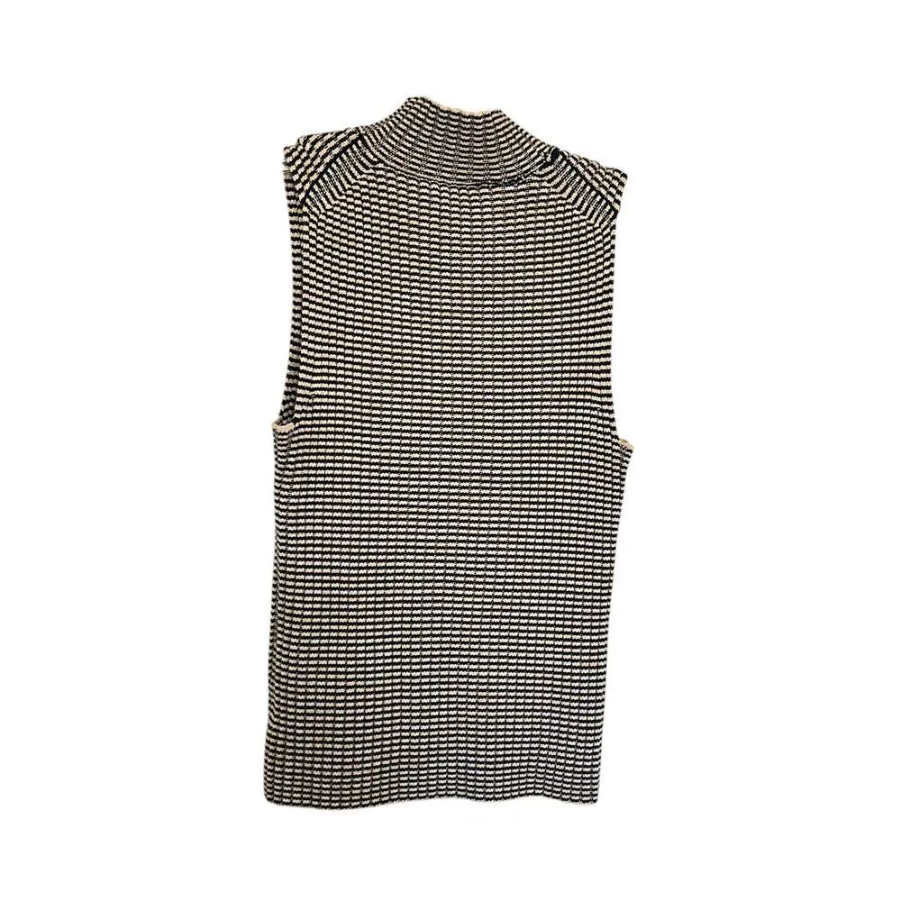 Theory Everleen B Mock Neck Viscose Striped Knit Tank Top Size P - Image 5