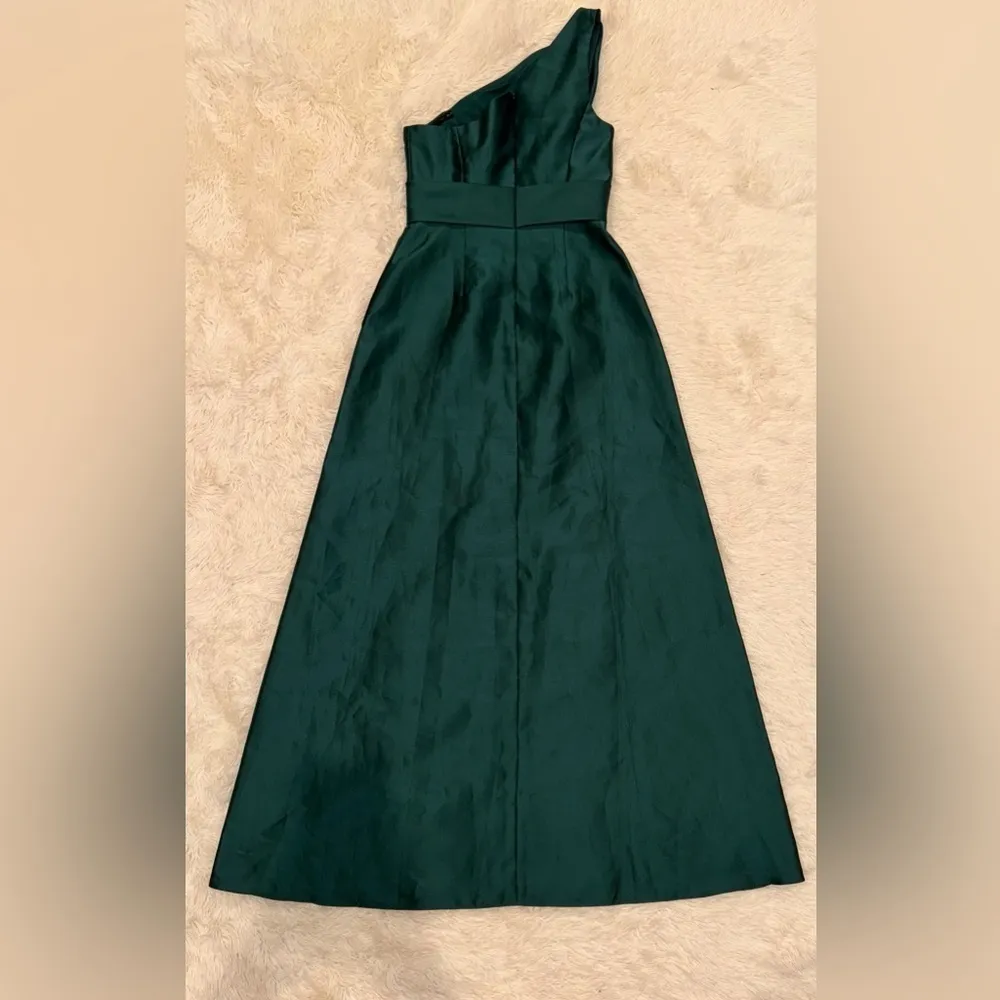 NWOT Alfred Sung Satin Twill One Shoulder A-line Pocket Gown Dress sz 4 - Image 5