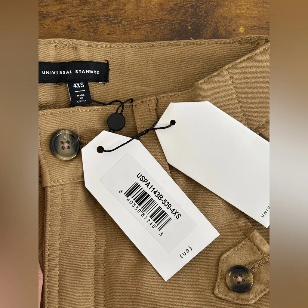 NWT Universal Standard Women Size 4XS (00-0 / XS) Camel Straight Leg Twill Pants - Image 3