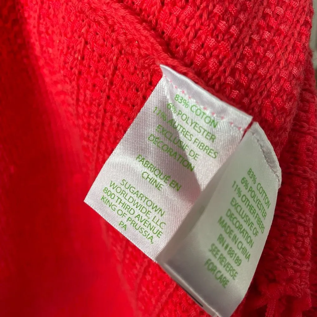 Lilly Pulitzer Tatum Open Cardigan Sweater Spicy Coral Tassel Fringe $128 S - Image 9