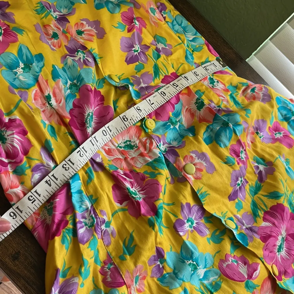 Vintage 80s floral dress long sleeve shirt dress pockets Size M - Image 6