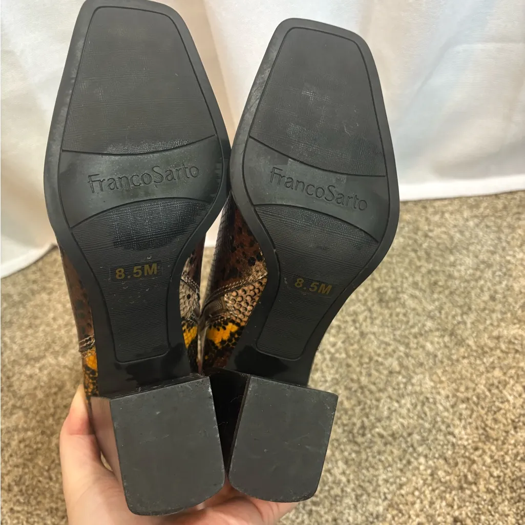 Franco Sarto  ‘Generous’ Snake Skin‎ Heel Ankle Boots Booties Size 8.5 EUC - Image 7