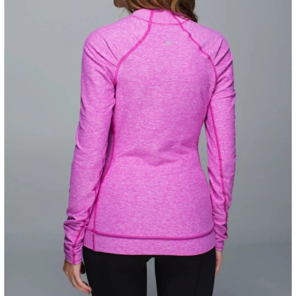 Think Fast Long Sleeve Heathered Ultra Violet Pink Purple Ruched Top 8 - Image 2