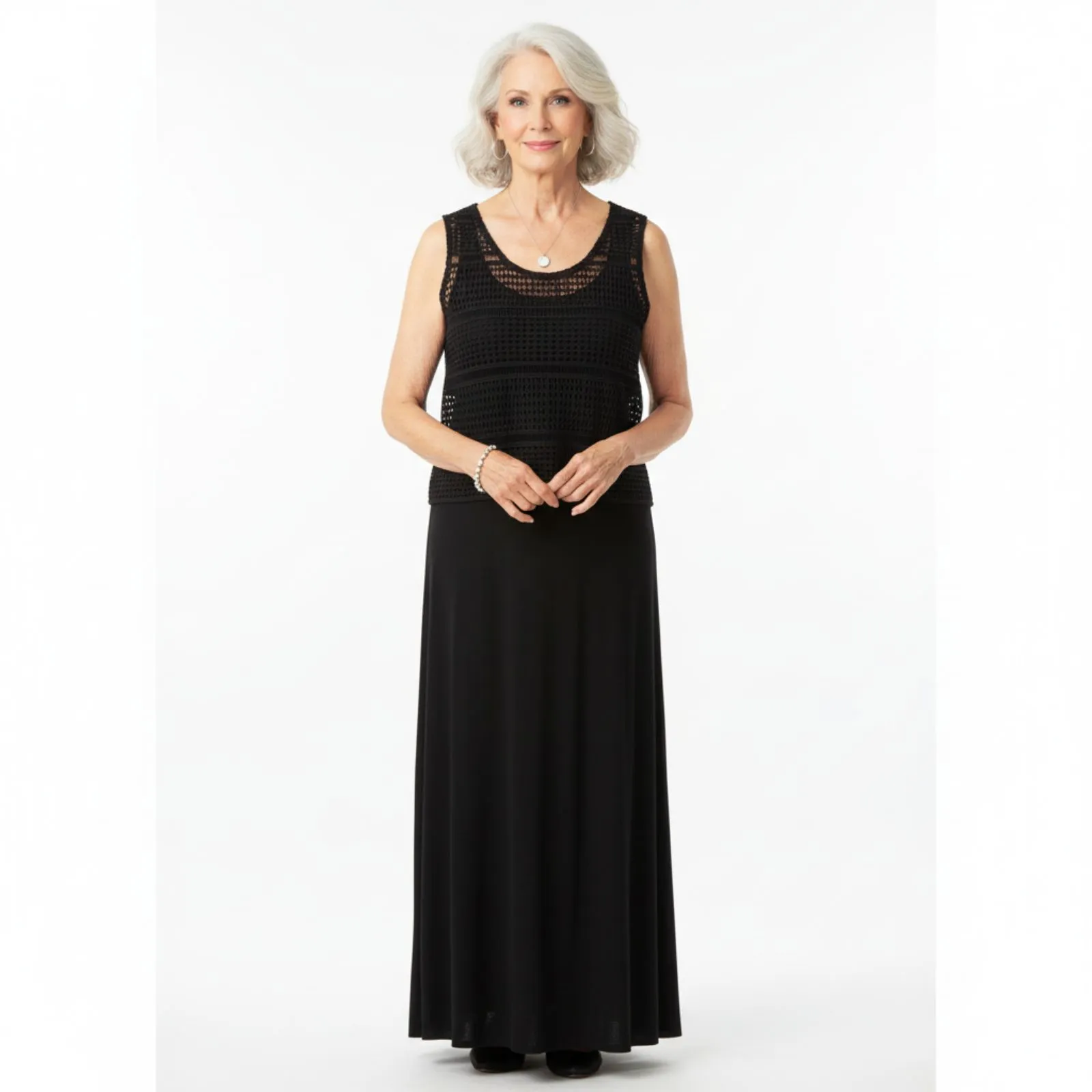 Calvin Klein Black Crochet Top Sleeveless Maxi Long Dress 4 - Image 7