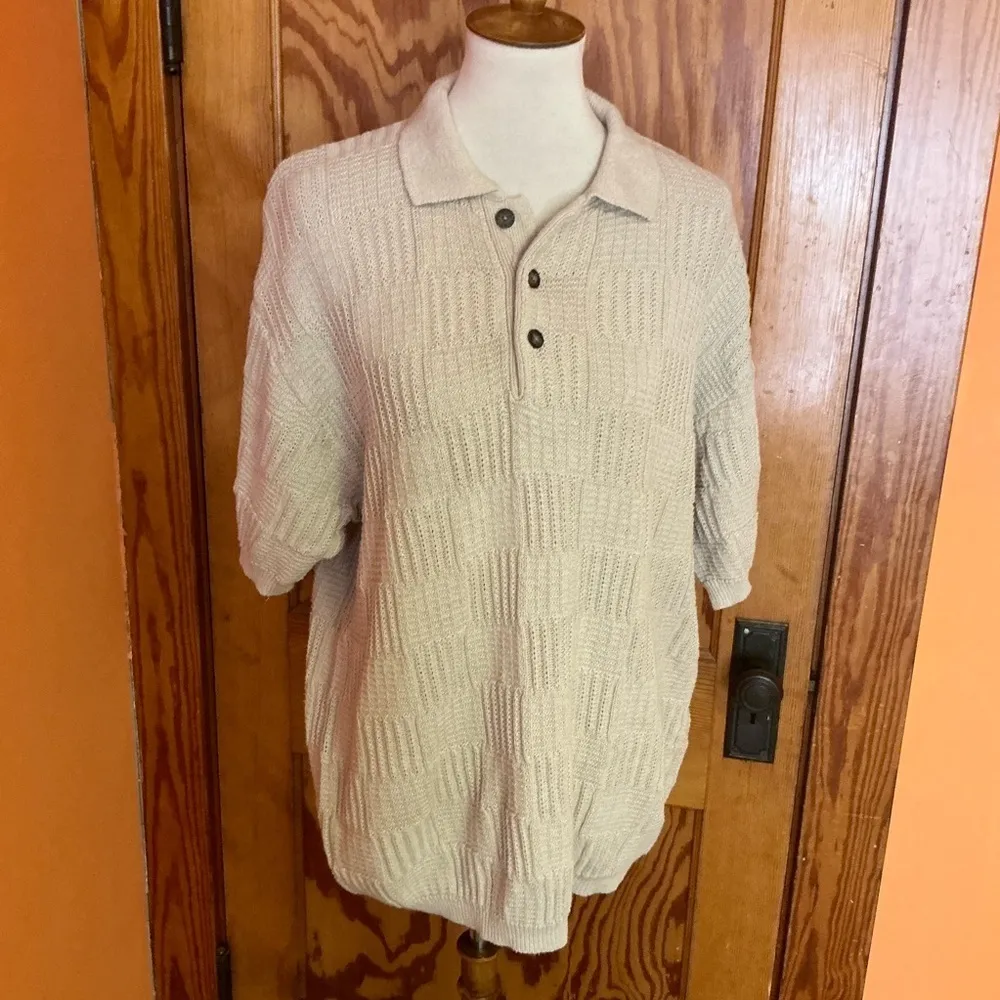 Territory Ahead Knit Polo Shirt | Textured Neutral Short Sleeve Sweater - Image 13