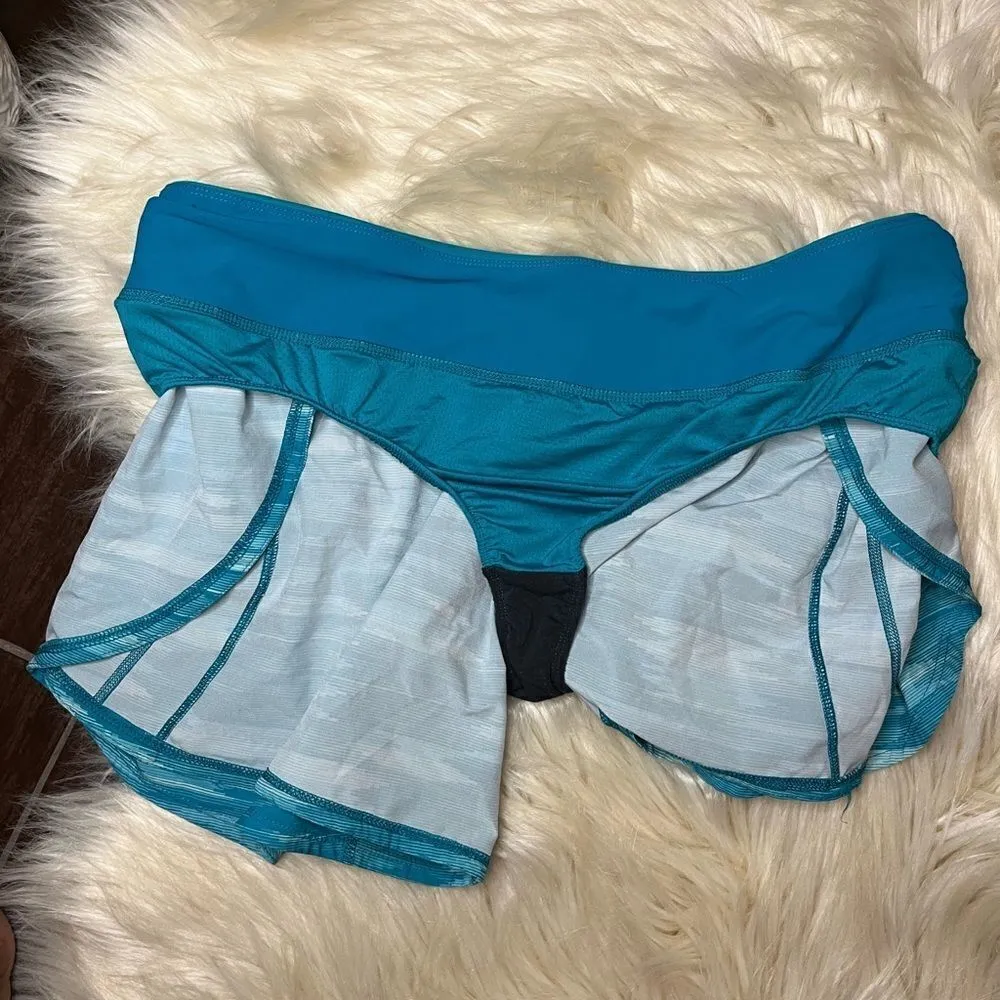 Brooks turquoise/white running shorts sz large - Image 3