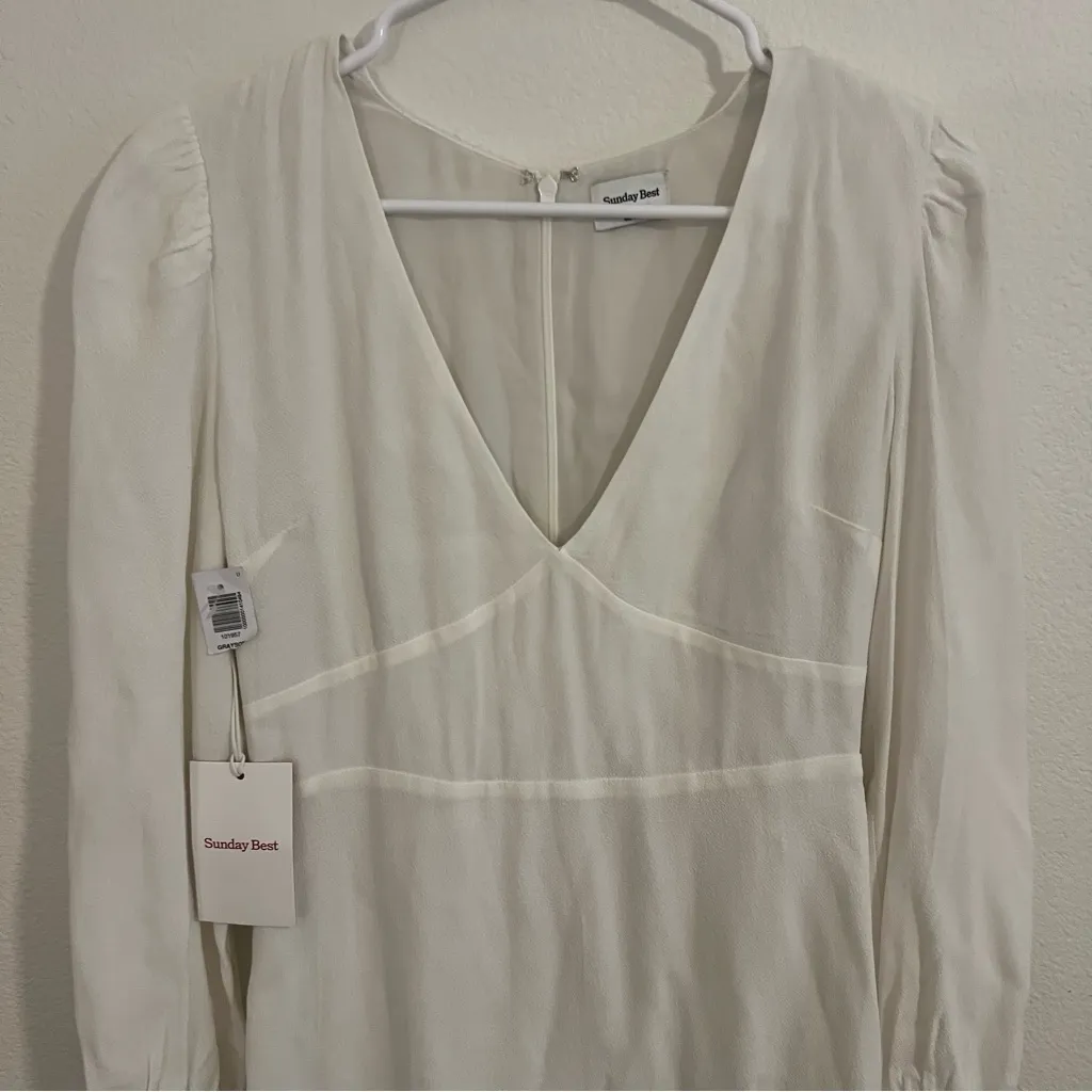 Aritzia Sunday Best Grayson Dress in Light Birch NWT White Size 0 - Image 3