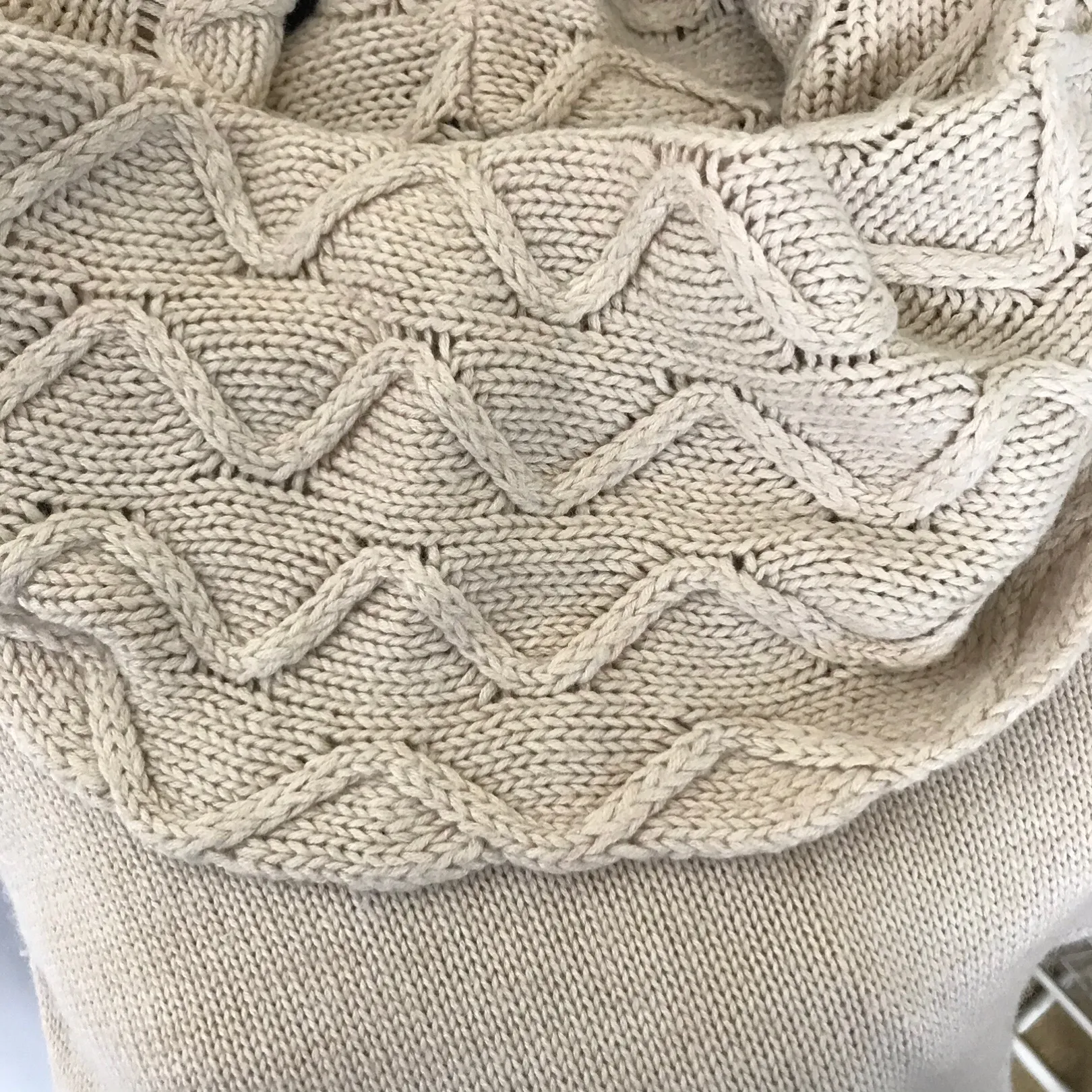 -Beige Cowl Neck Sweater-XS - Image 3