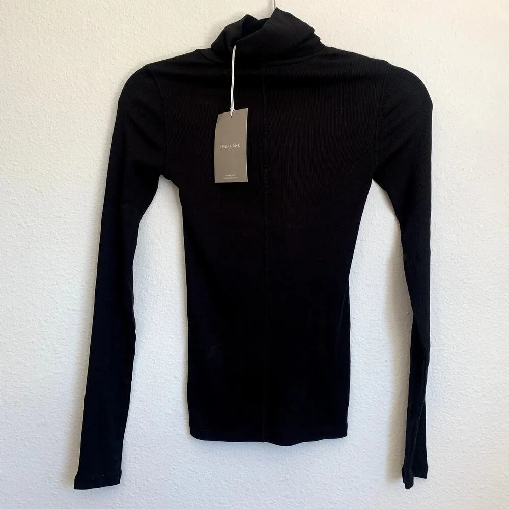 NWT Everlane The Pima Micro-Rib Turtleneck in Black - Image 4