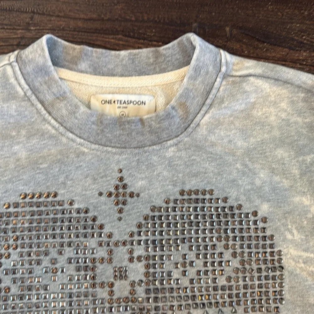 One Teaspoon  Studded Heart Cropped Sweatshirt Grey Marl Medium EUC - Image 10