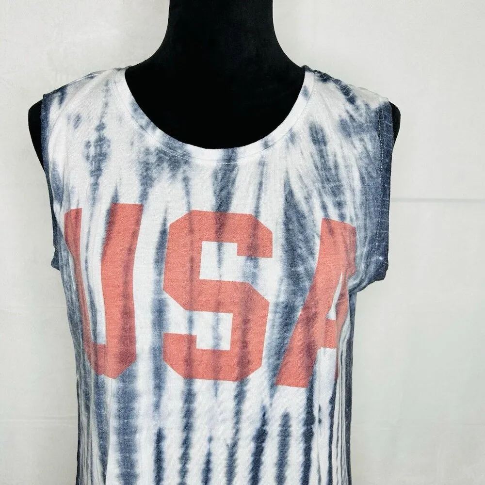 Zoe + Liv Womens Shirt Size XL Sleeveless USA tie Dye Casual Knit Top - Image 2