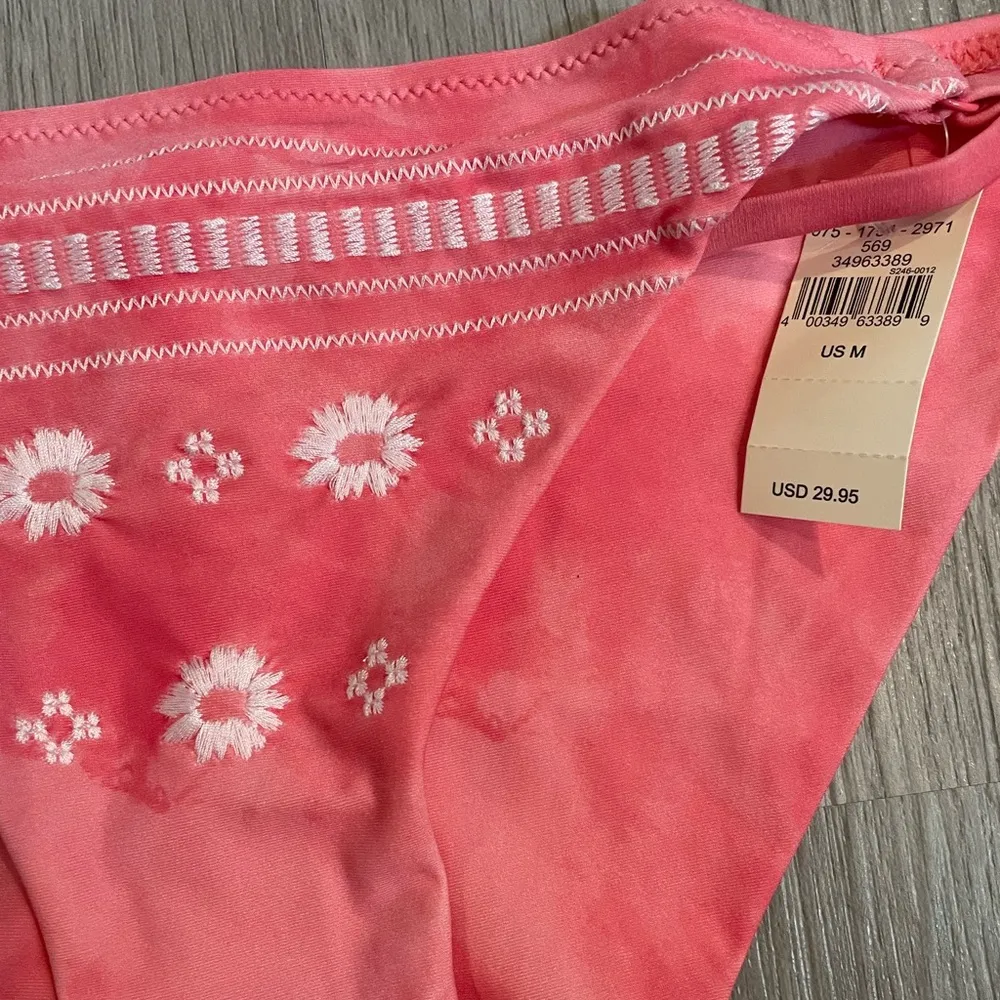 Aerie Embroidered Tie Cheekier Bikini Bottom Floral Strawberry Boho sz M Cheeky - Image 5