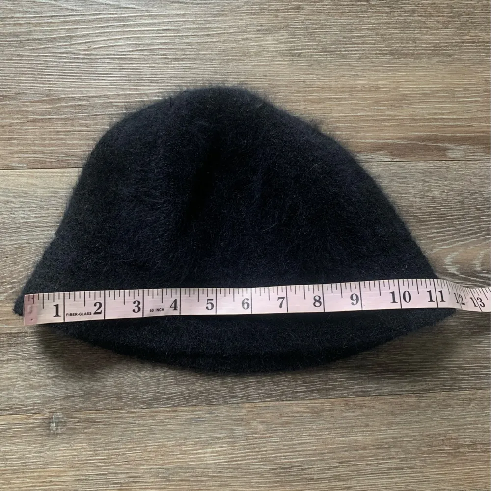 Vintage Black Bucket Hat Angora Rabbit Hair - Image 3