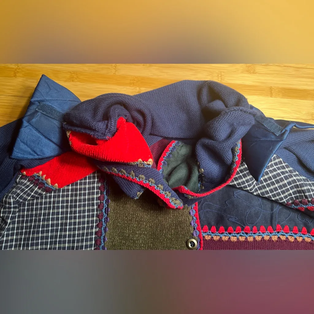 Allison Daley knitted Hippie Patchwork Long Sleeve Granny Cardigan Sweater|Sz:2x - Image 15