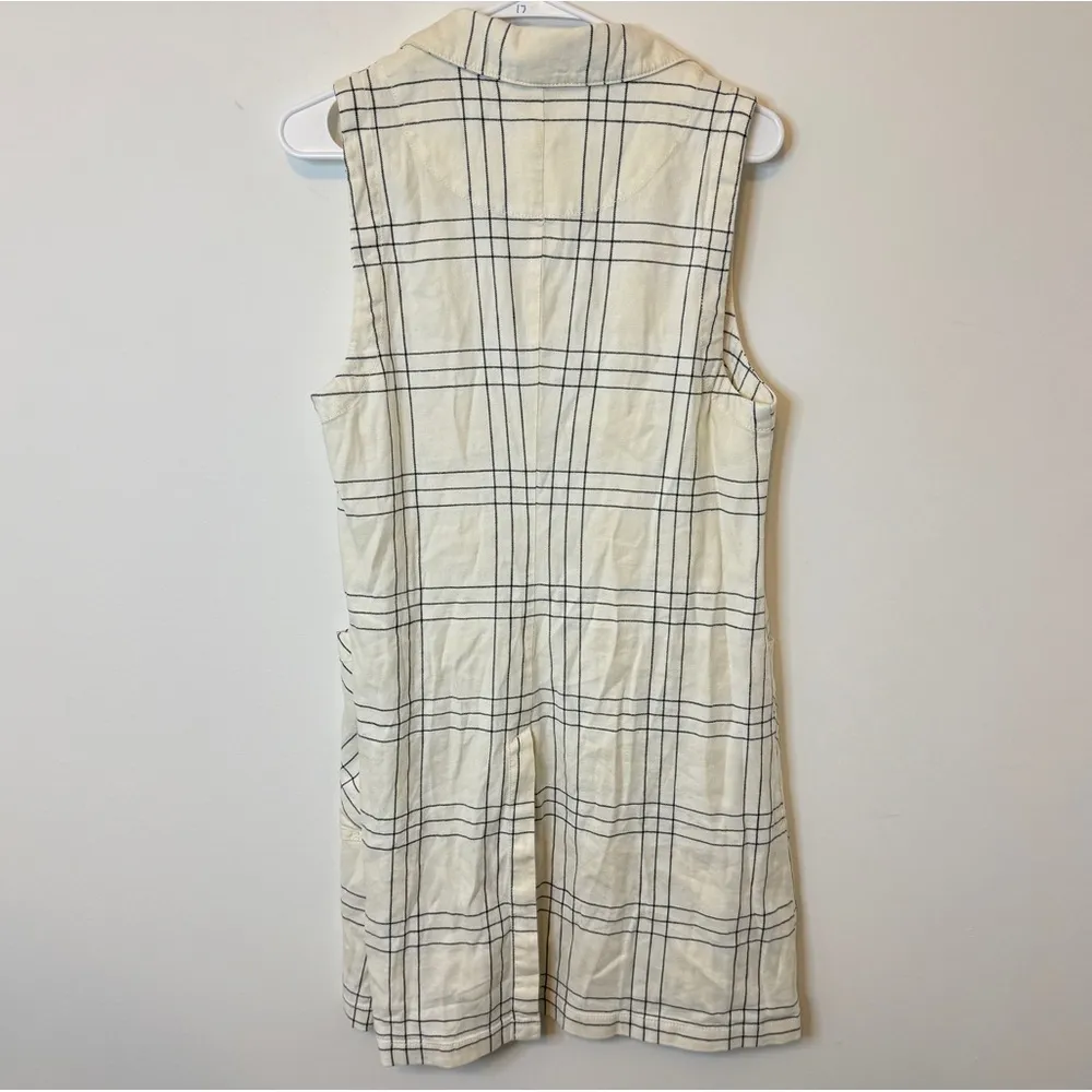 Anthropologie Maeve Linen Blend Long Striped Vest Cream Size 10 Neutral Cardigan - Image 6