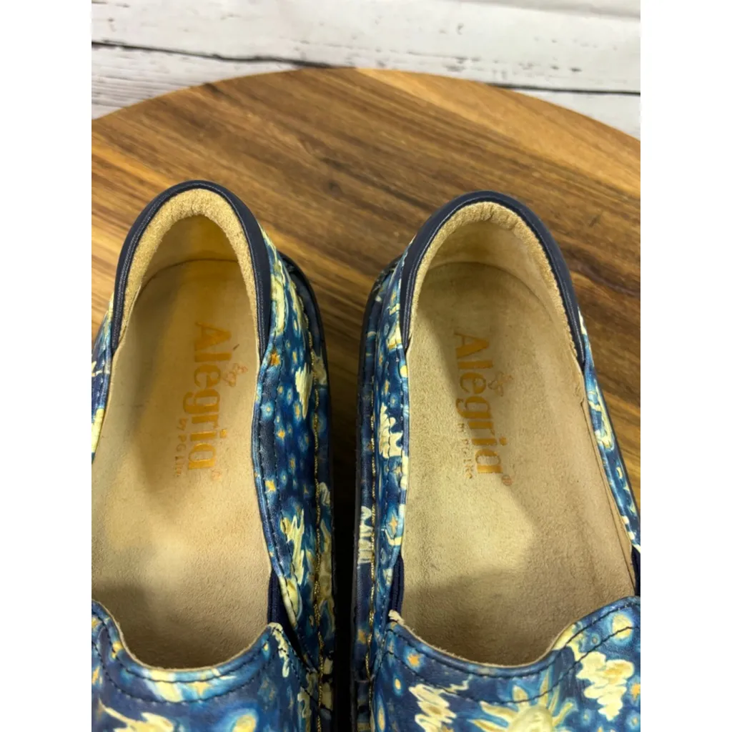 Women's Alegria Blue Yellow Sun Moon Clogs Size 6.5 - Image 6