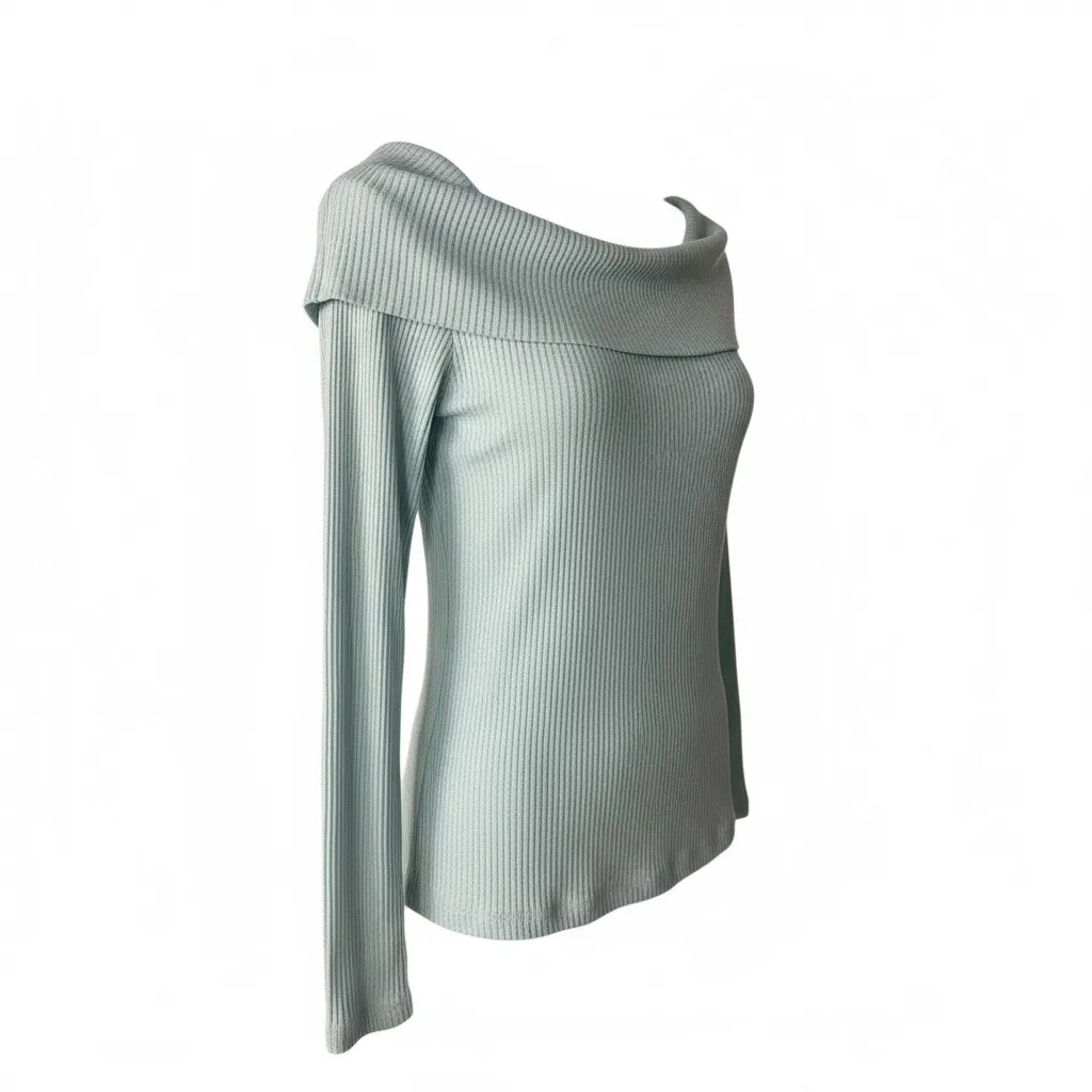 Final Touch Off-Shoulder Sweater in Light Blue - Image 2