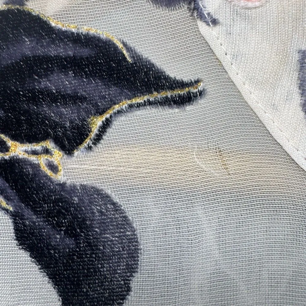 Tribal Womens Floral Velvet Burnout Button Up Top Size L Whimsigoth Fairy Boho Pink Size L - Image 6