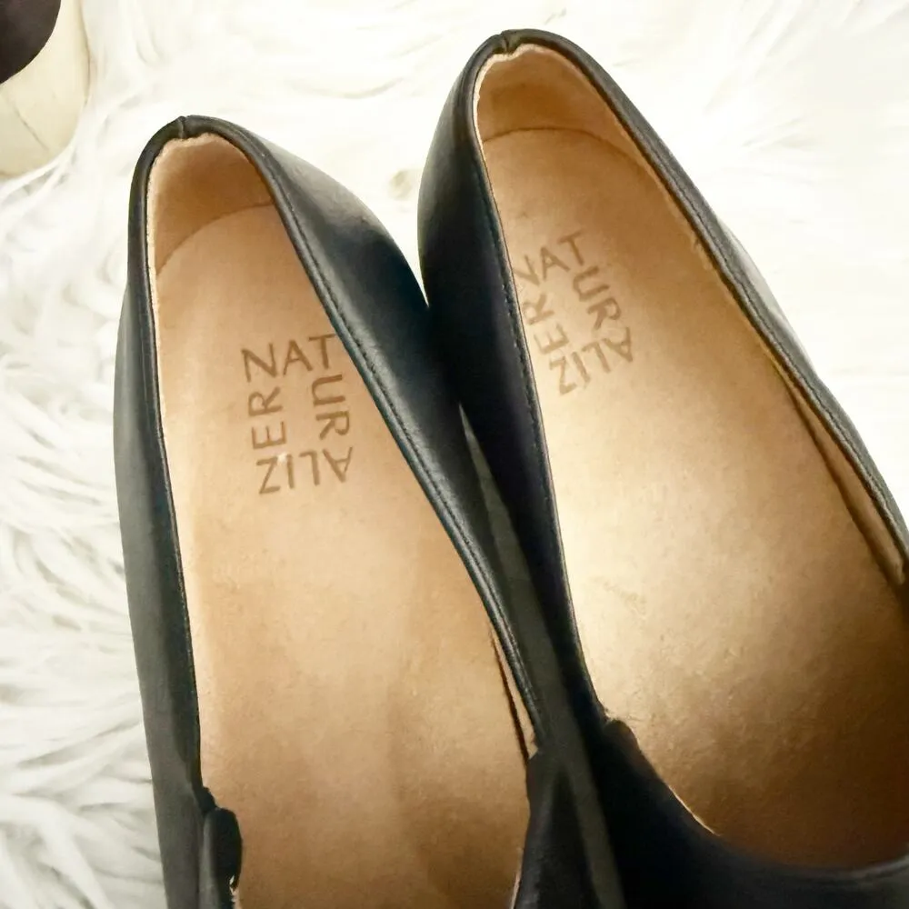 NATURALIZER | Sandra Slip-on Wedge Black White Smooth Faux Leather Slide | 10 - Image 5