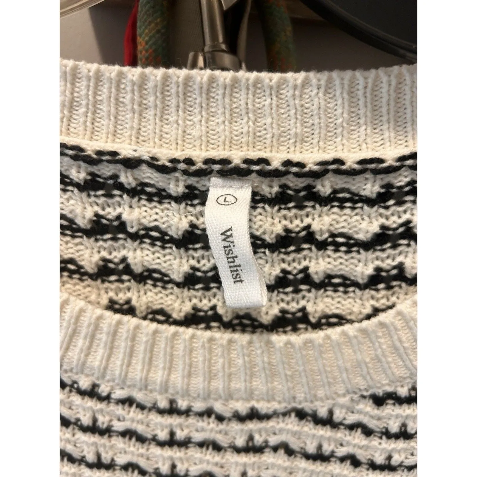 Wishlist Women’s Size Large Black White Pullover Sweater Slouchy Midriff Boxy Minimalist - Image 2