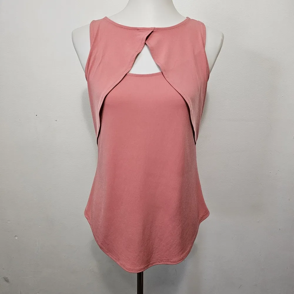 Maurices Dusty Rose Peekaboo Ruffle Front Sleeveless Jersey Knit Tank Size Small - Image 2