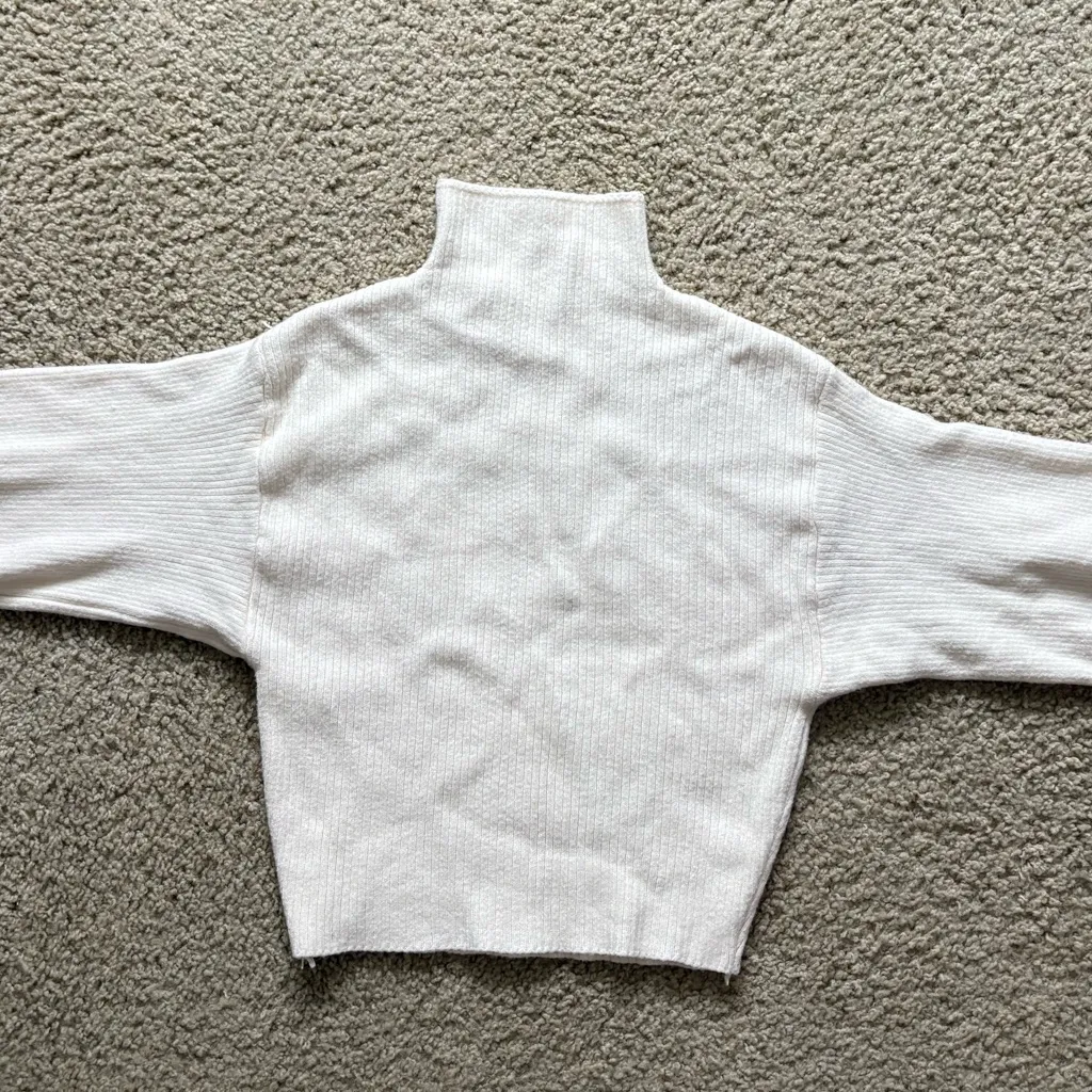 Stylish Faux Wool‎ Ankle Skirt & Mock Neck dropped shoulder Sweater Set, Size S, Green - Image 9