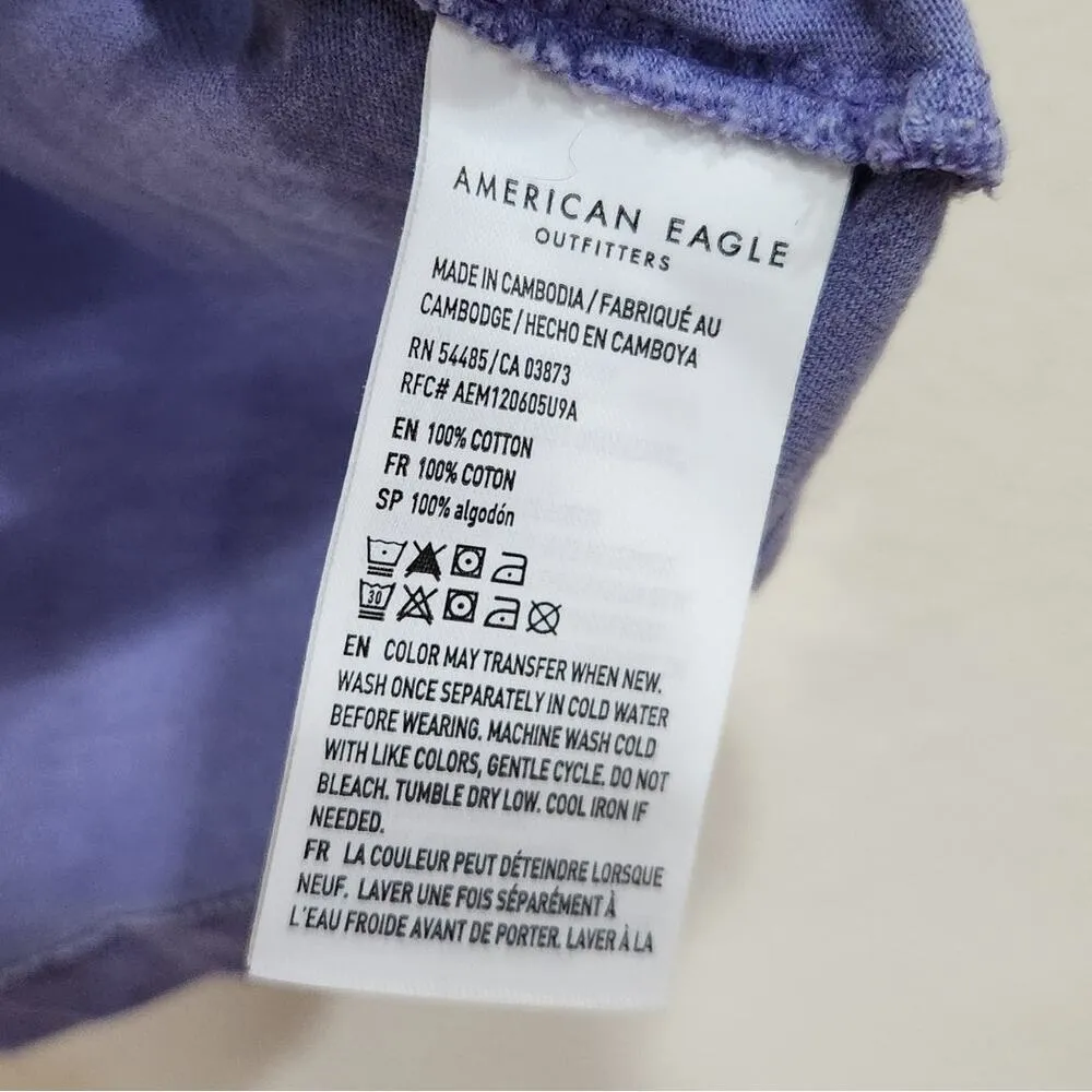 American Eagle Short Sleeve T-Shirt Crew Neck Pure Cotton Purple Size Medium NWT - Image 6