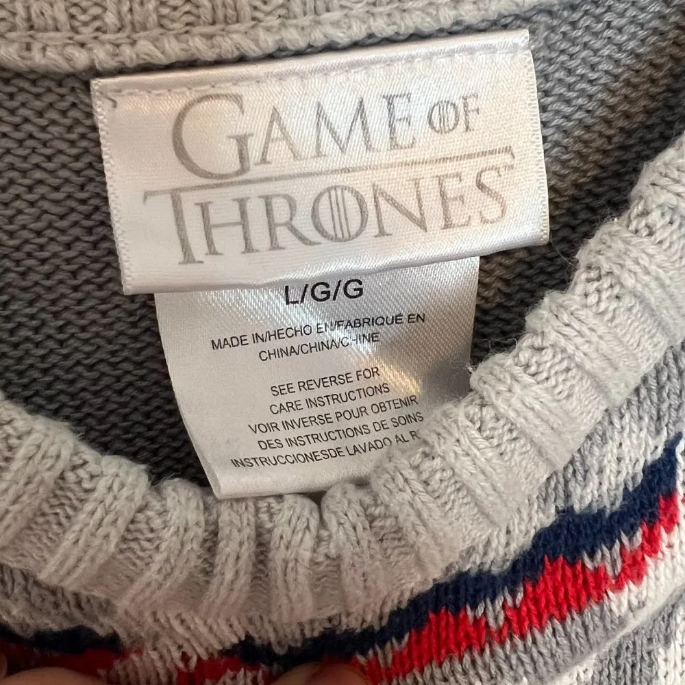 Game of Thrones Winter Is Here Fair Isle Holiday Graphic Sweater Gray Size L - Image 4