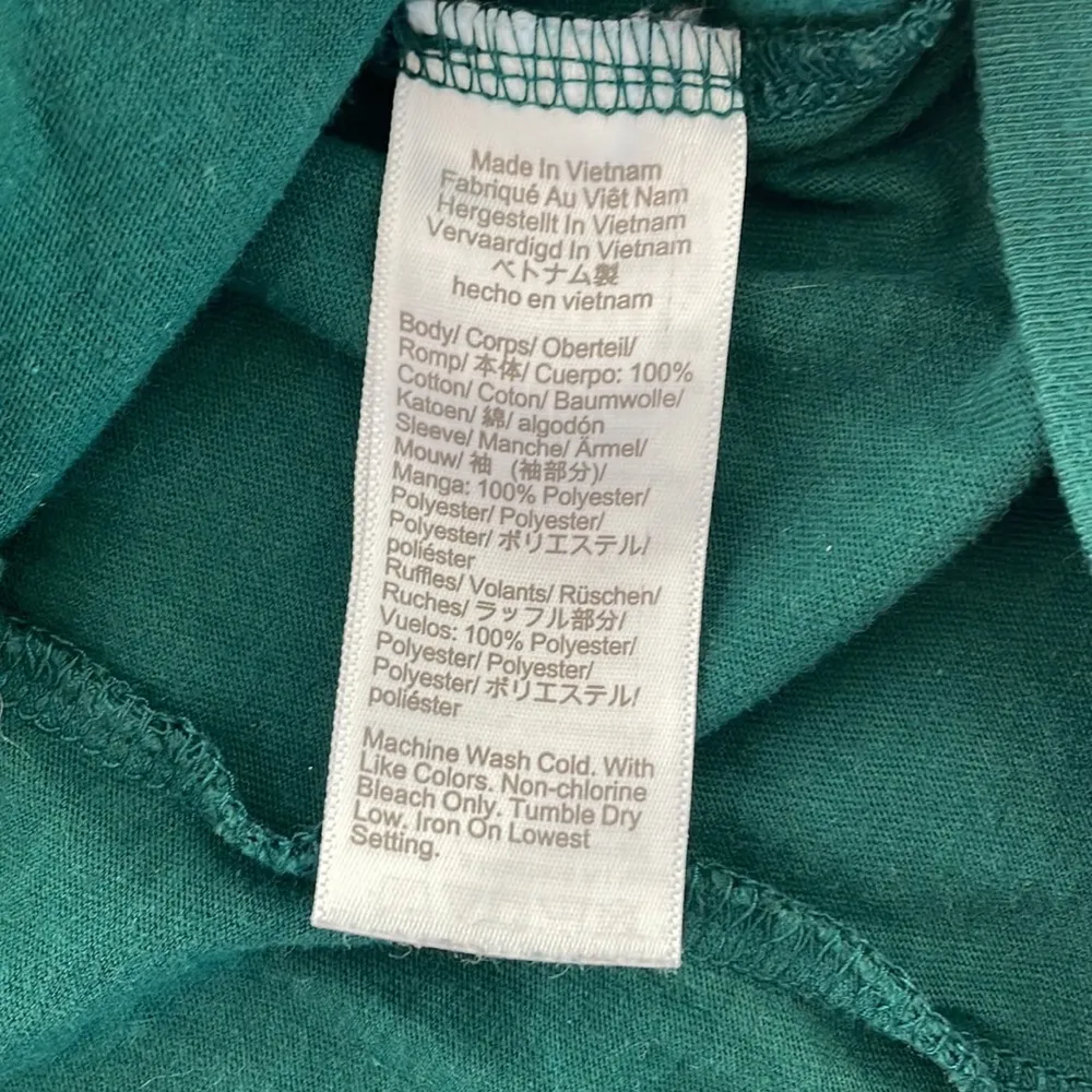 J. CREW Green Long Sleeve Blouse Ruffle-shoulder with plaid sheer sleeves size S - Image 6