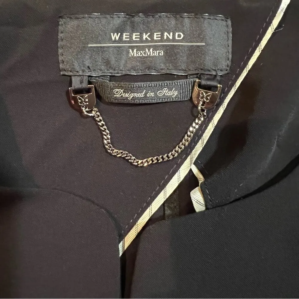 Weekend Max Mara Women’s Black Cropped Y2K 3/4 Length Sleeve Pocket Black Blazer Size XS - Image 3