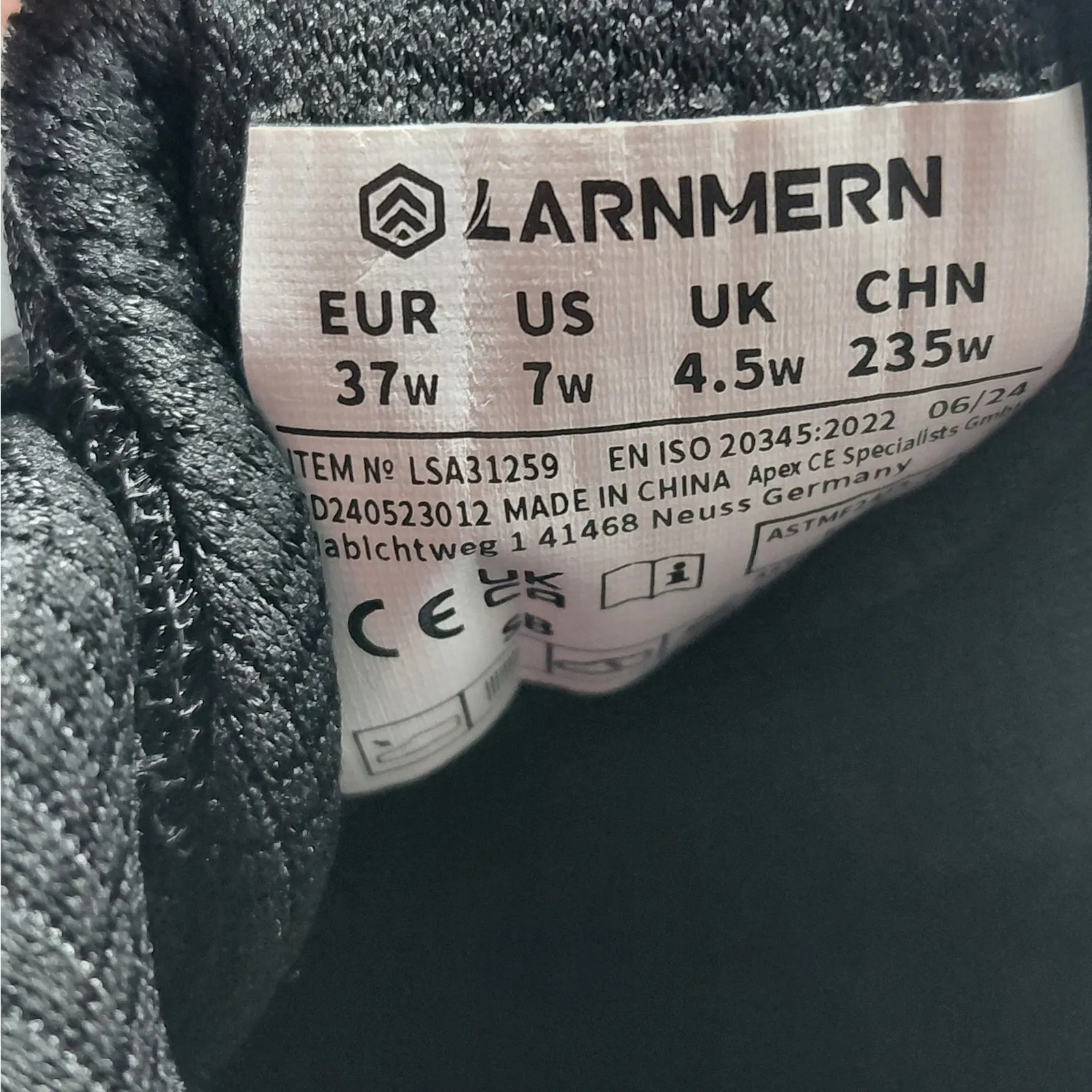 Larnmern Womens Steel Toe Safety Work Shoes Sneakers Size 7 Black Grunge Outdoor - Image 10