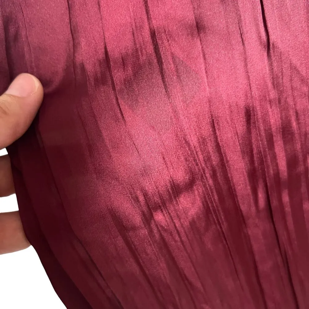 Madewell Mulberry Wine Oversized Short-Sleeve Slip Midi Dress Plissé Size XS - Image 14