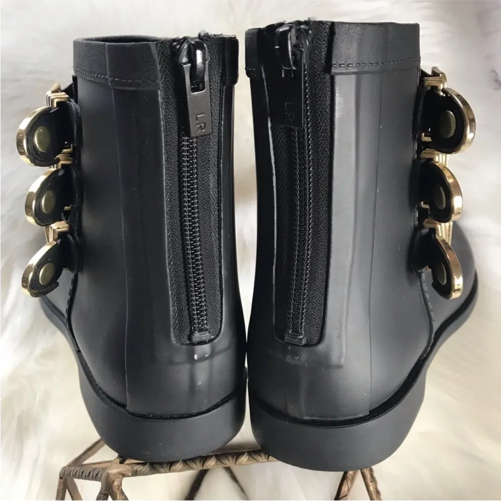 Fenton Rain Boot Black Rubber Bootie Short Buckles size 7 - Image 10