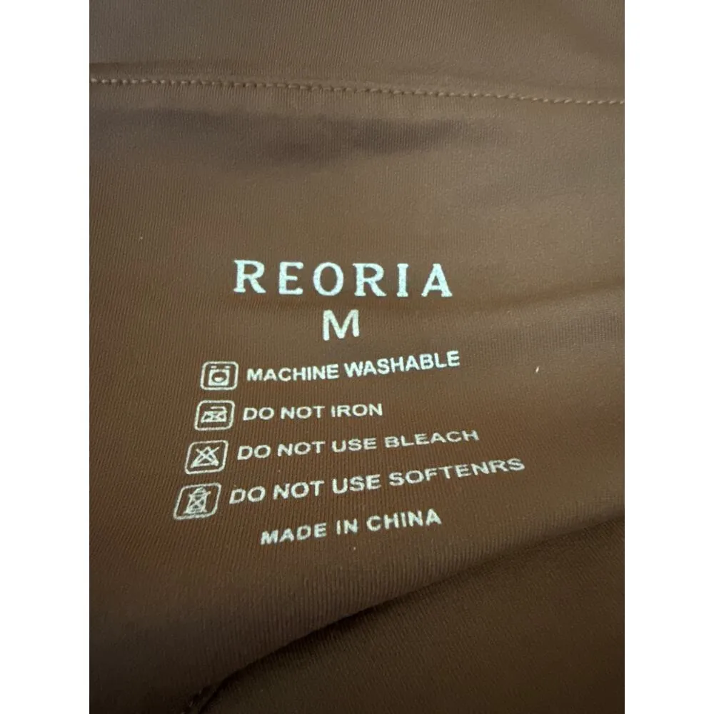 NEW Reoria Women's Brown Halter Sleeveless Plunging One Piece Bodysuit Top Sz M Size M - Image 3